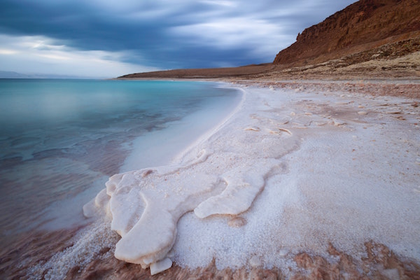 sea salt accumulated on a beach